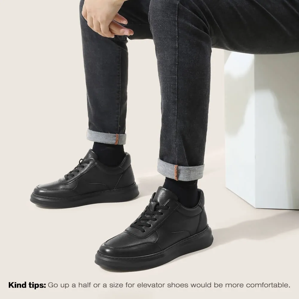 6 CM/2.36 Inches CMR CHAMARIPA Black Leather Casual Sneakers