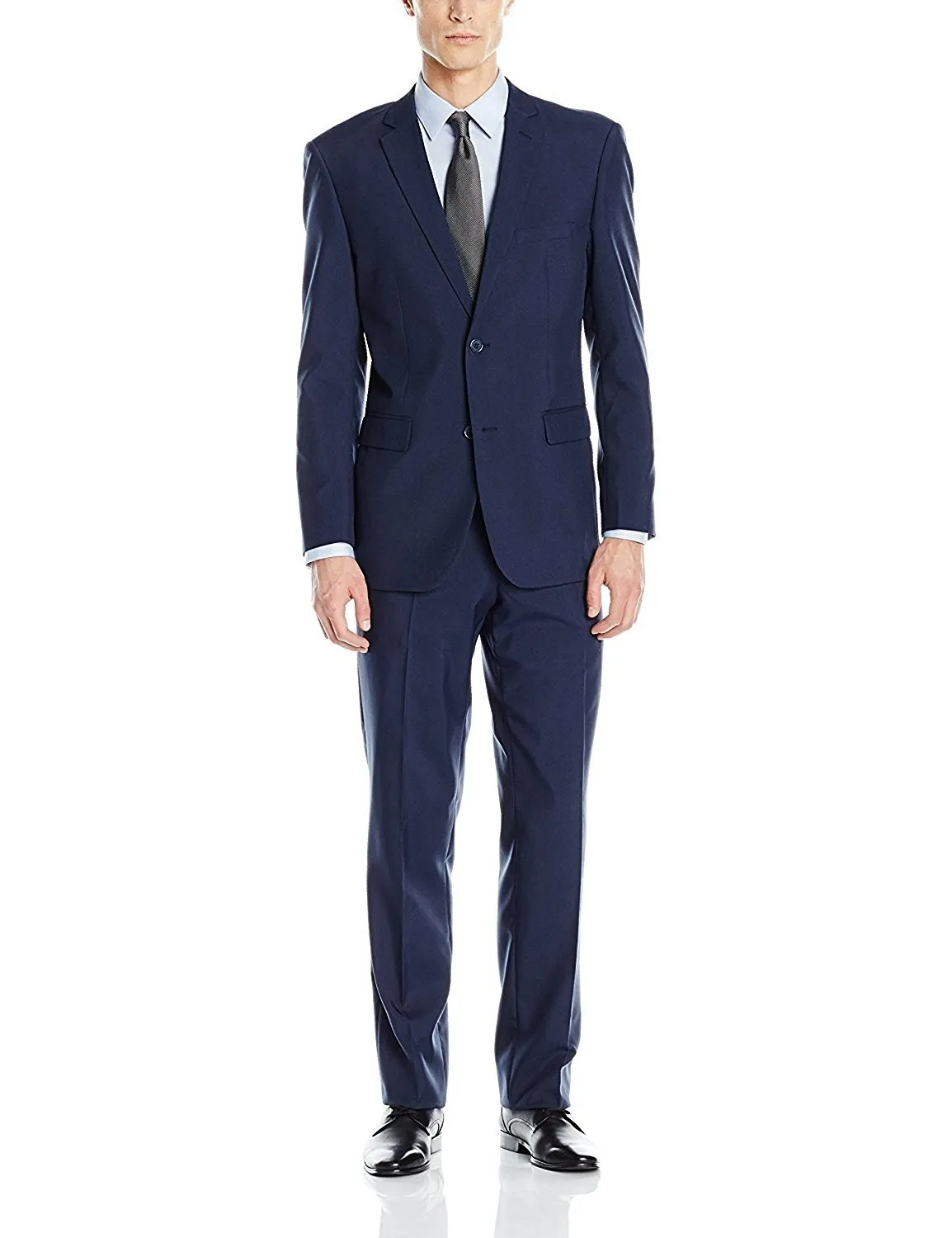 Adam Baker Men's Slim Fit Single Breasted 2-Piece 100% Wool Suit