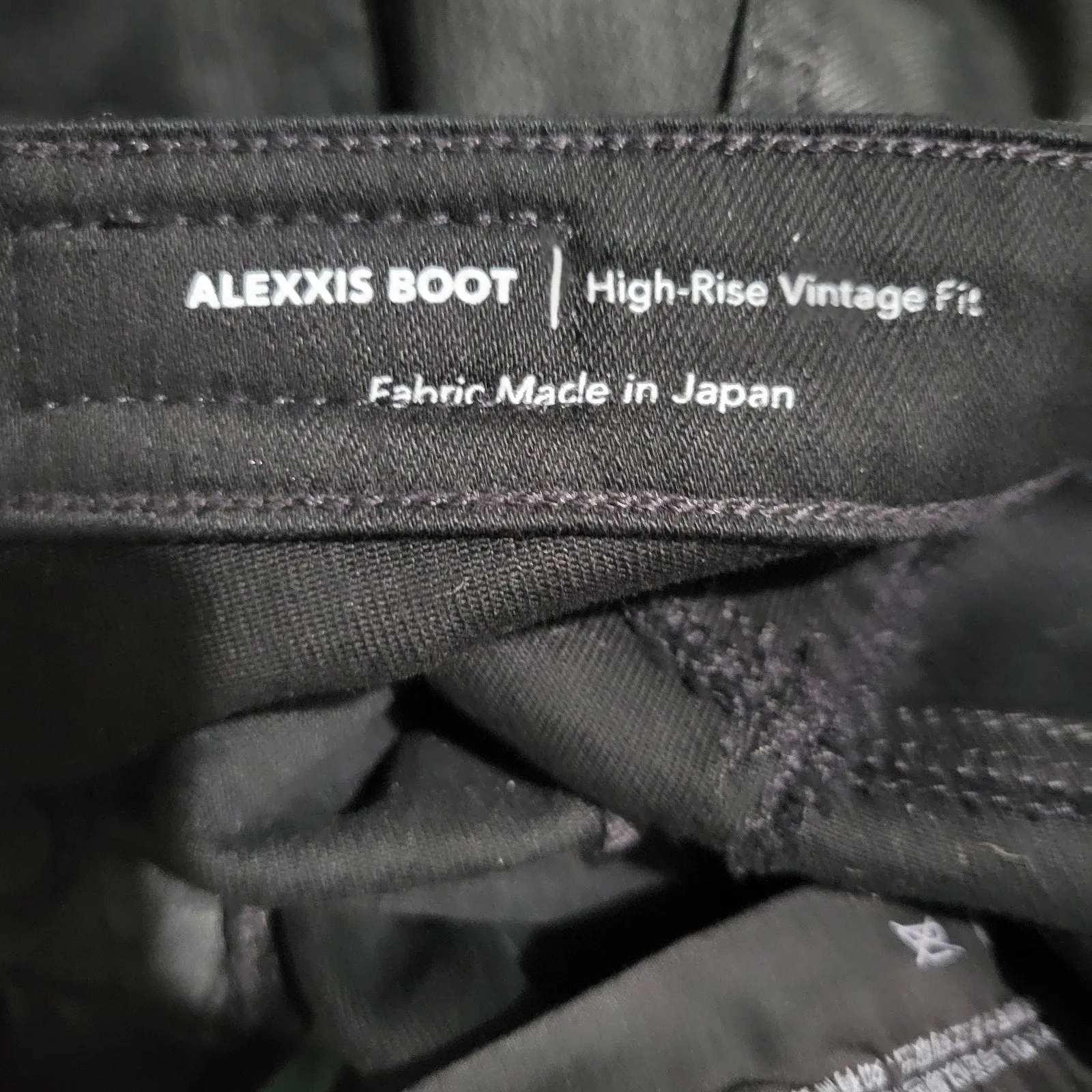 AG Alexxis Coated Jeans Black Denim Boot Cut High Rise Vintage Fit Faux Leather Size 26
