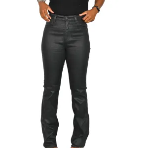 AG Alexxis Coated Jeans Black Denim Boot Cut High Rise Vintage Fit Faux Leather Size 26