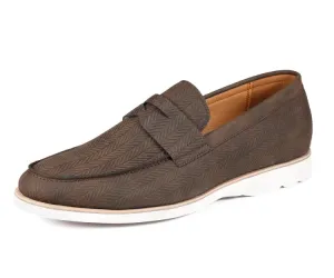 Amali Elias Herringbone Loafers For Men Brown Fabric