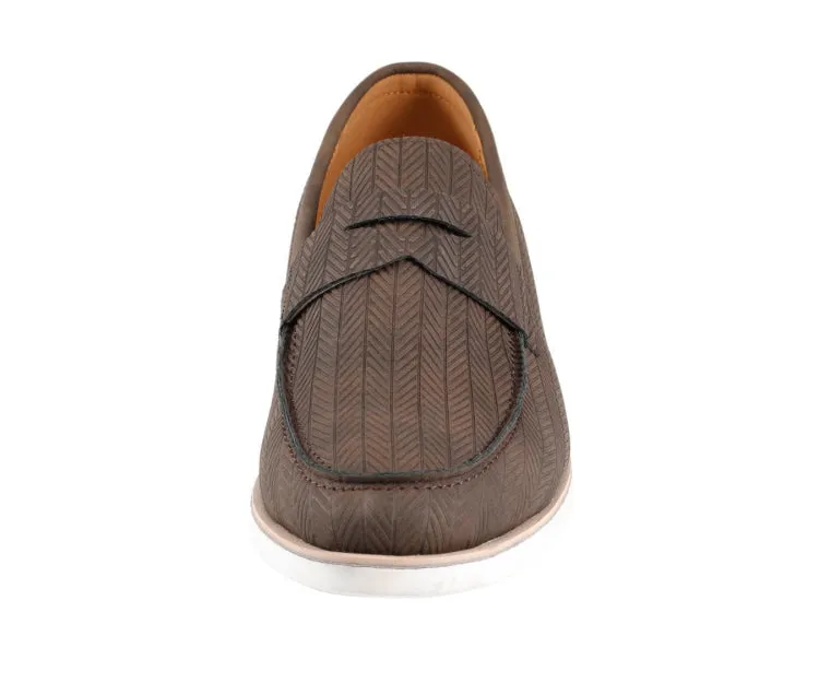 Amali Elias Herringbone Loafers For Men Brown Fabric