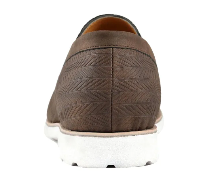 Amali Elias Herringbone Loafers For Men Brown Fabric