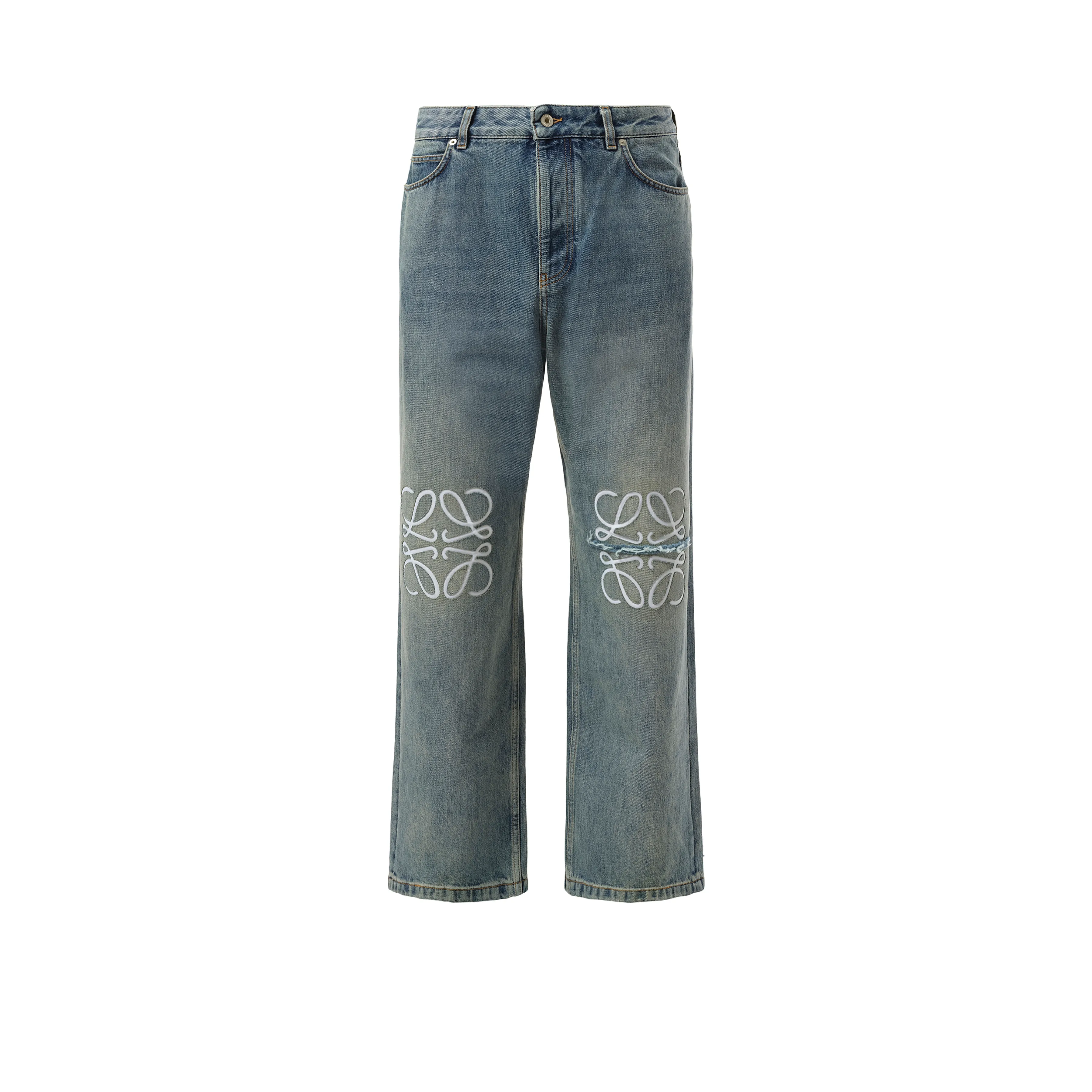 Anagram Baggy Distressed Jeans AF in Washed Denim
