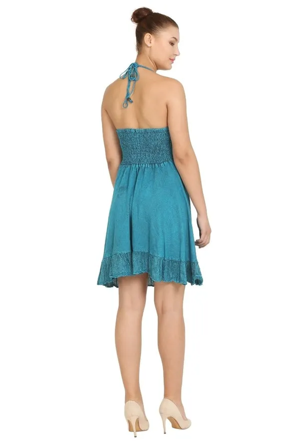 Beautiful Halter Dress with Lace and Embroidery ~ Five Colors