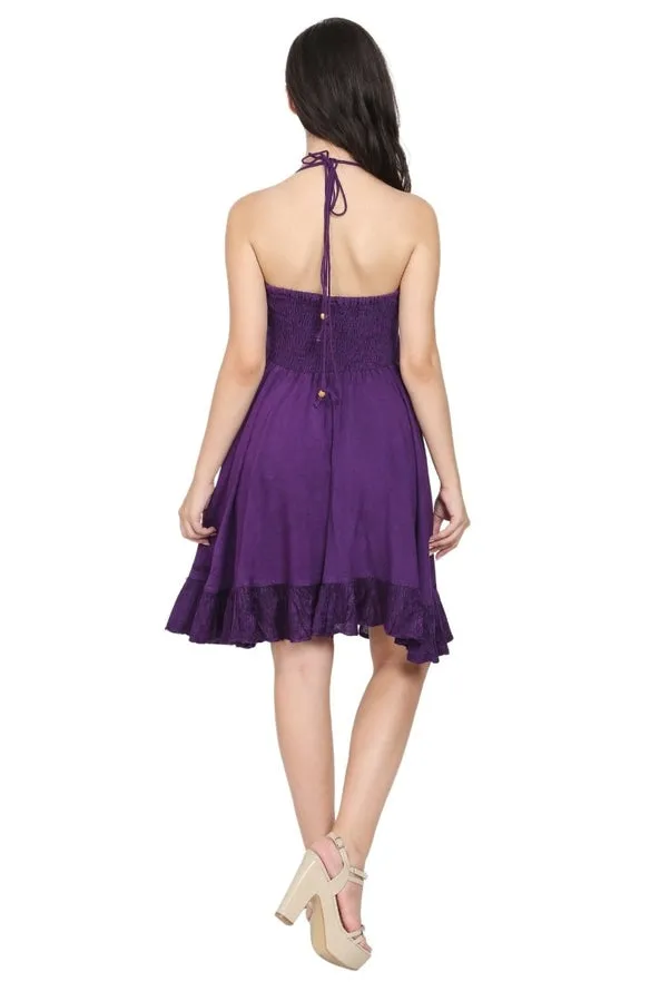 Beautiful Halter Dress with Lace and Embroidery ~ Five Colors
