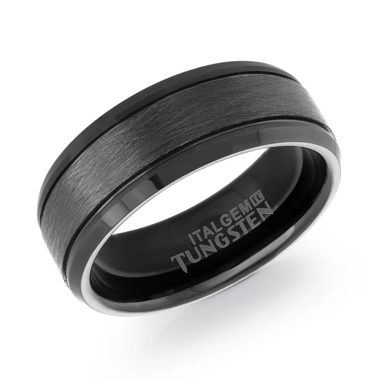 Beveled Dual-Finish Tungsten Band 8mm