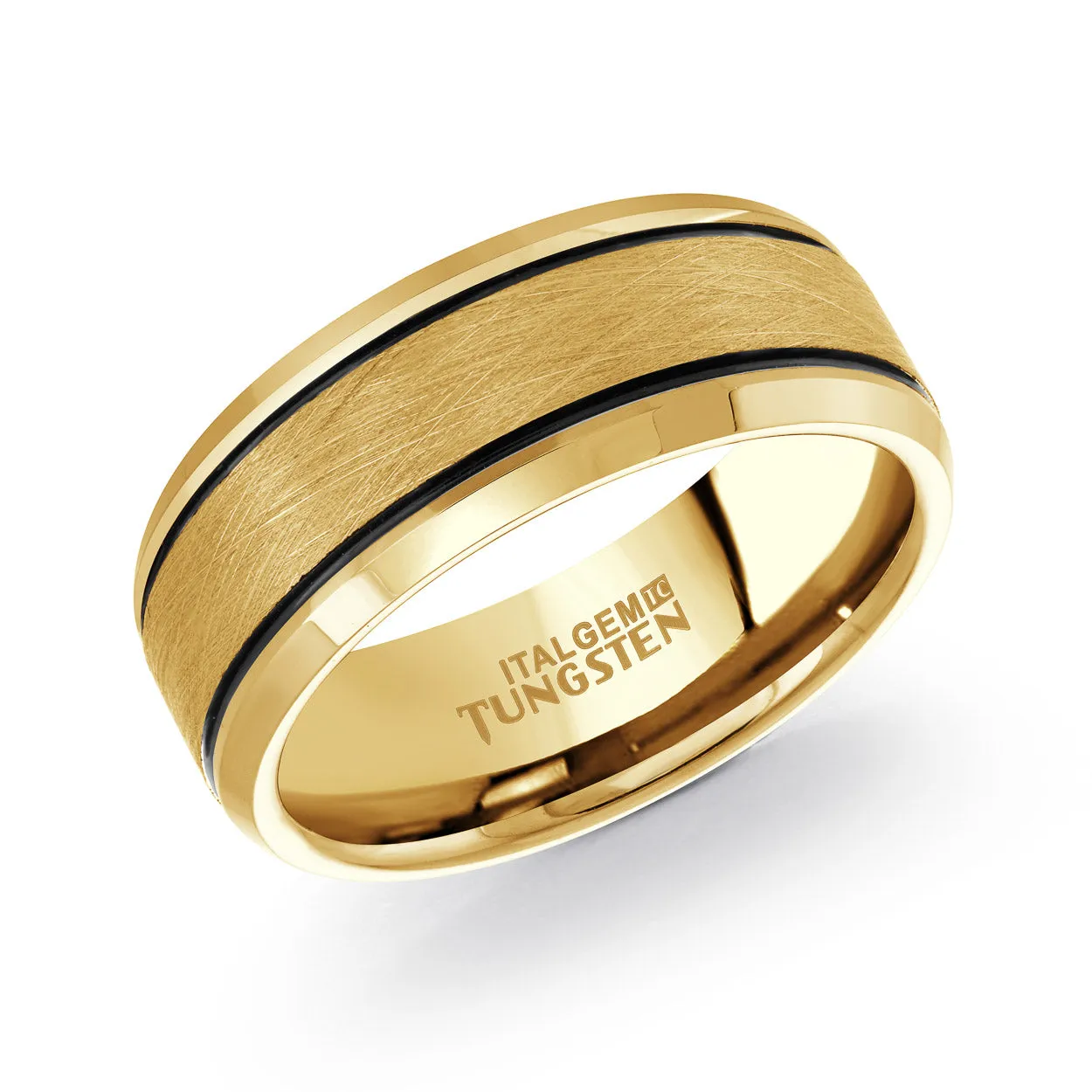 Beveled Dual-Finish Tungsten Band 8mm