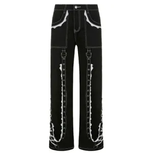 Black Lace Baggy Jeans