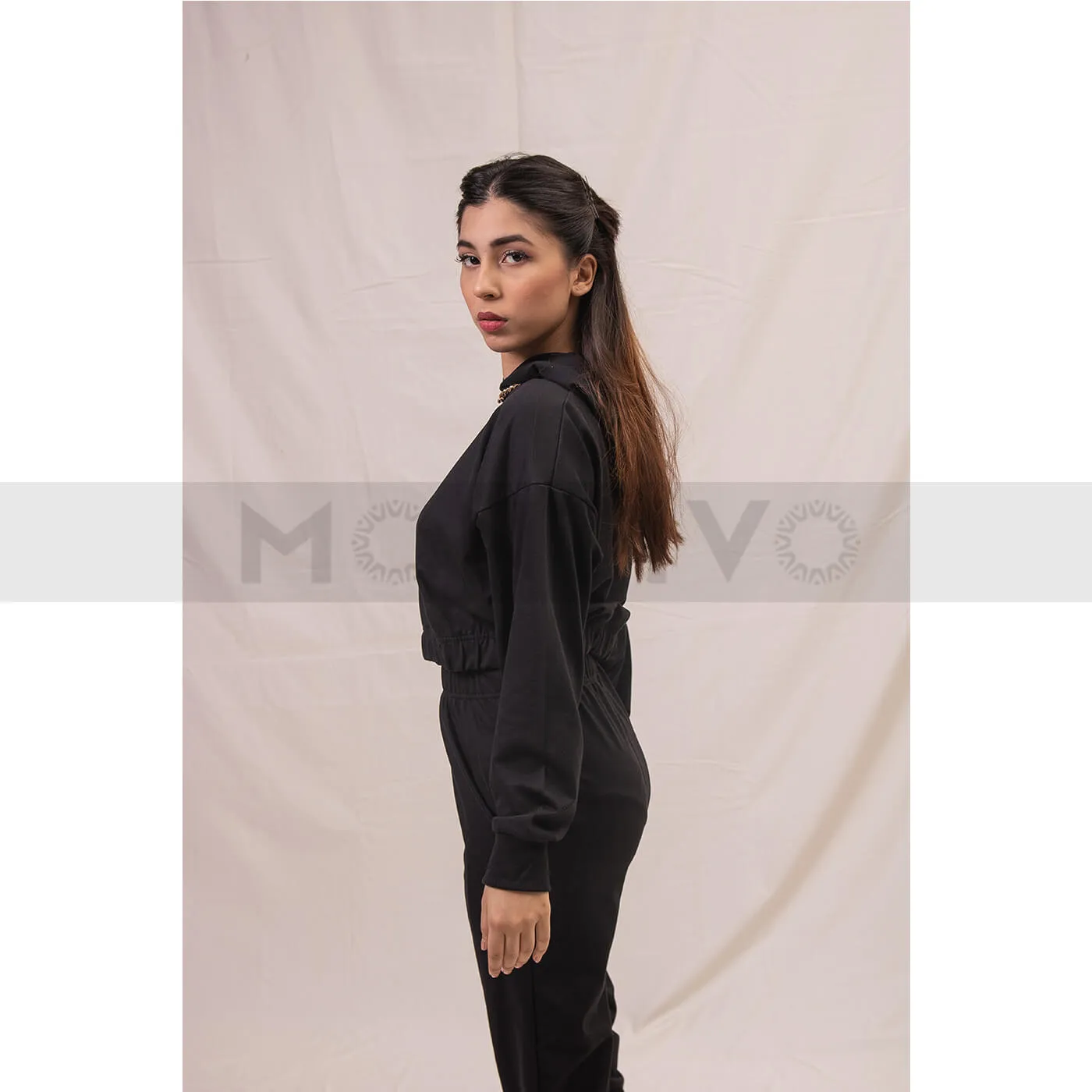 Black Oversized Cropped Hoodie