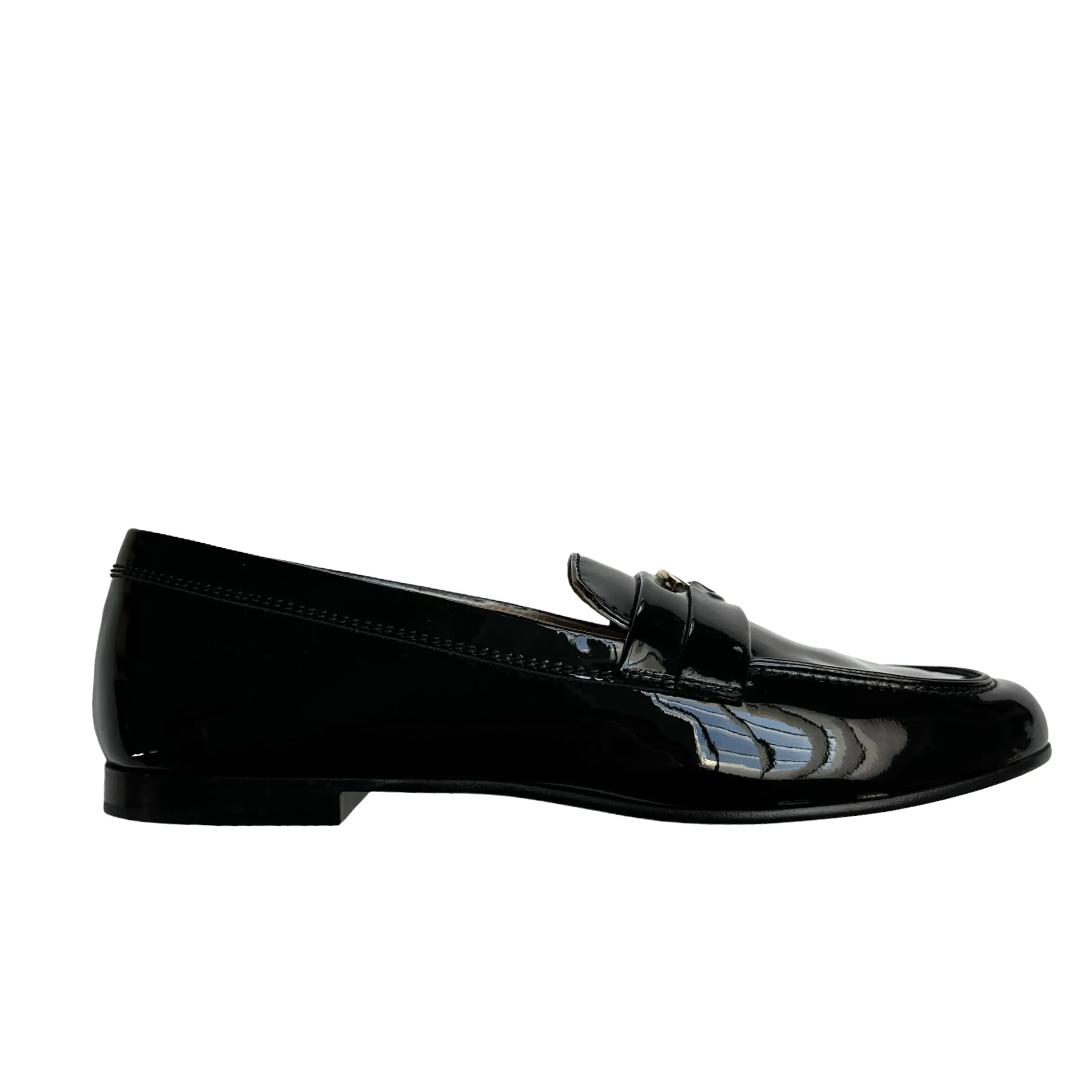 Black Patent Logo Loafers - 10