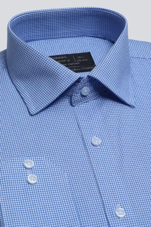 Blue Pin Check Formal Shirt