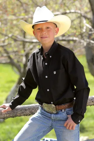 Boy's Match Dad Solid Black Button Down Western Shirt - Cinch Jeans