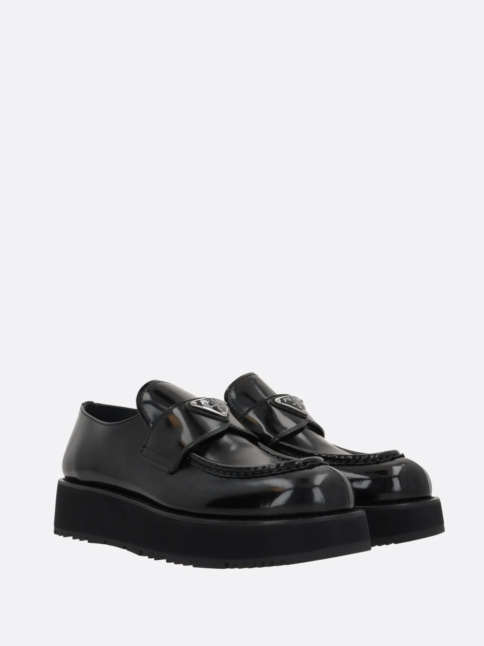 Brushed Leather Flatform Loafers