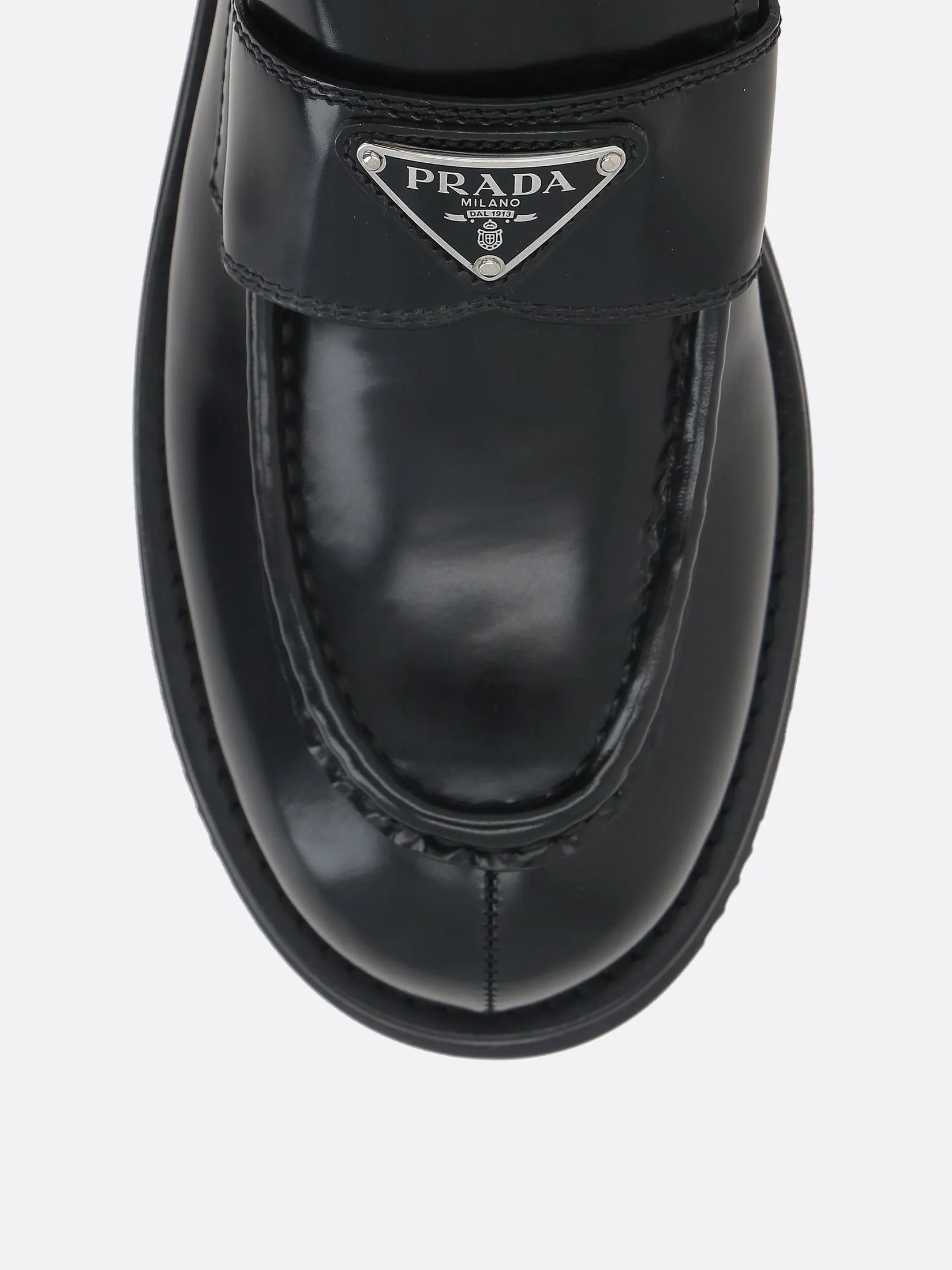 Brushed Leather Flatform Loafers