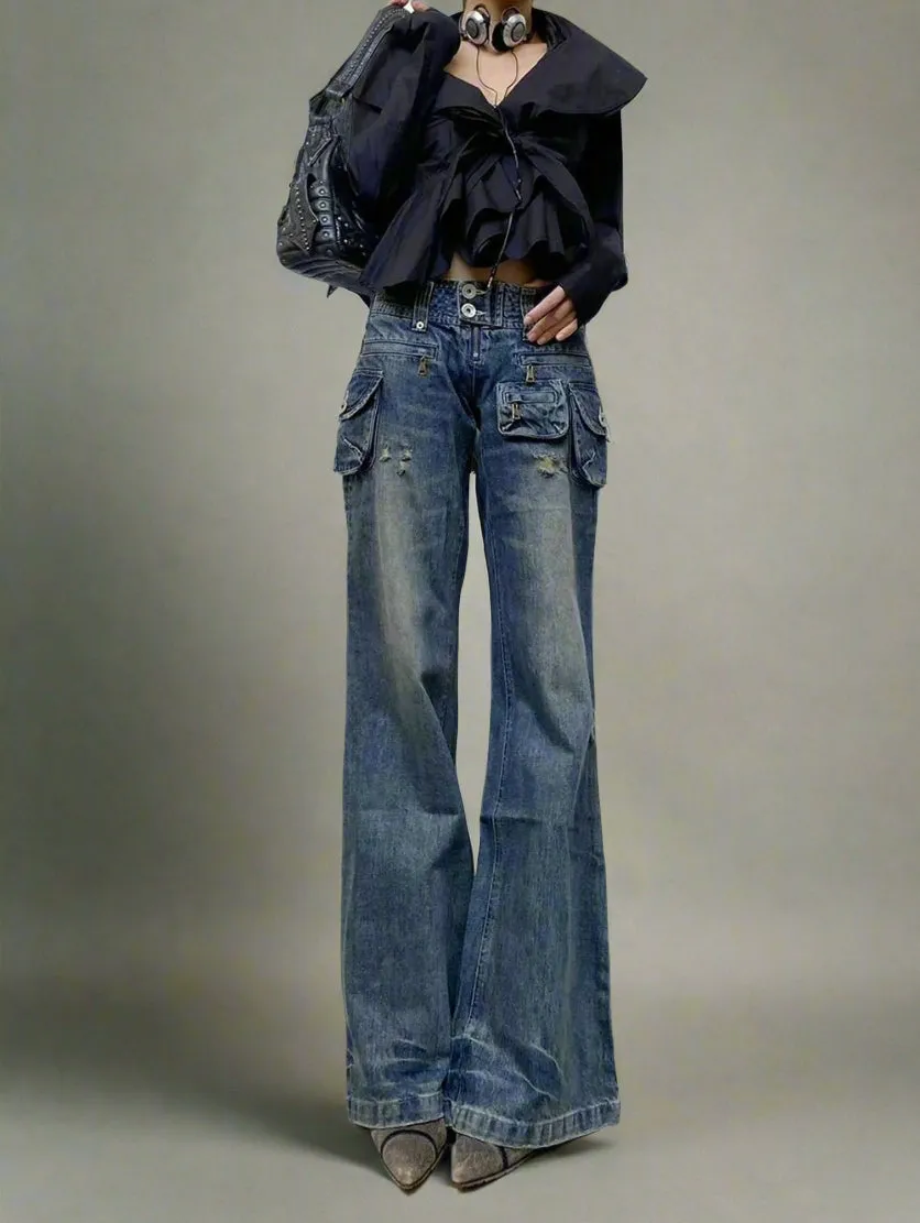 Cargo Chic Wide-Leg Jeans