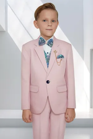 Classic Pink Tuxedo Set For Boys