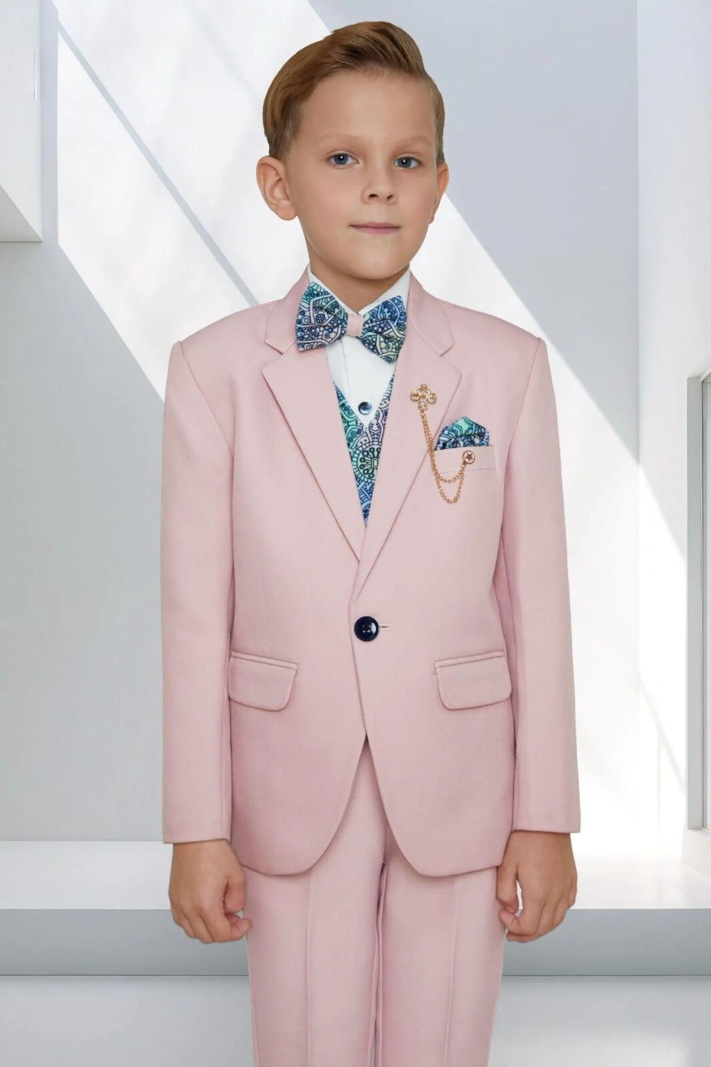 Classic Pink Tuxedo Set For Boys