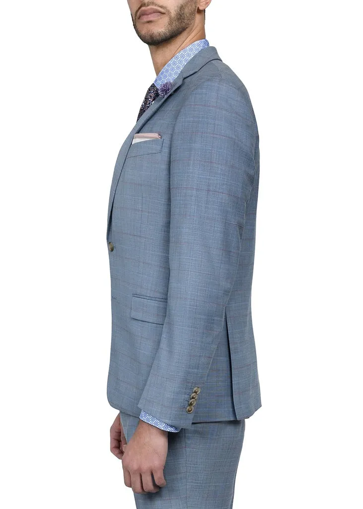 Construct Blue Mini Windowpane Suit Jacket