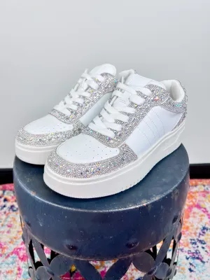 [Corky's] Pregame Sneakers- Clear Rhinestones