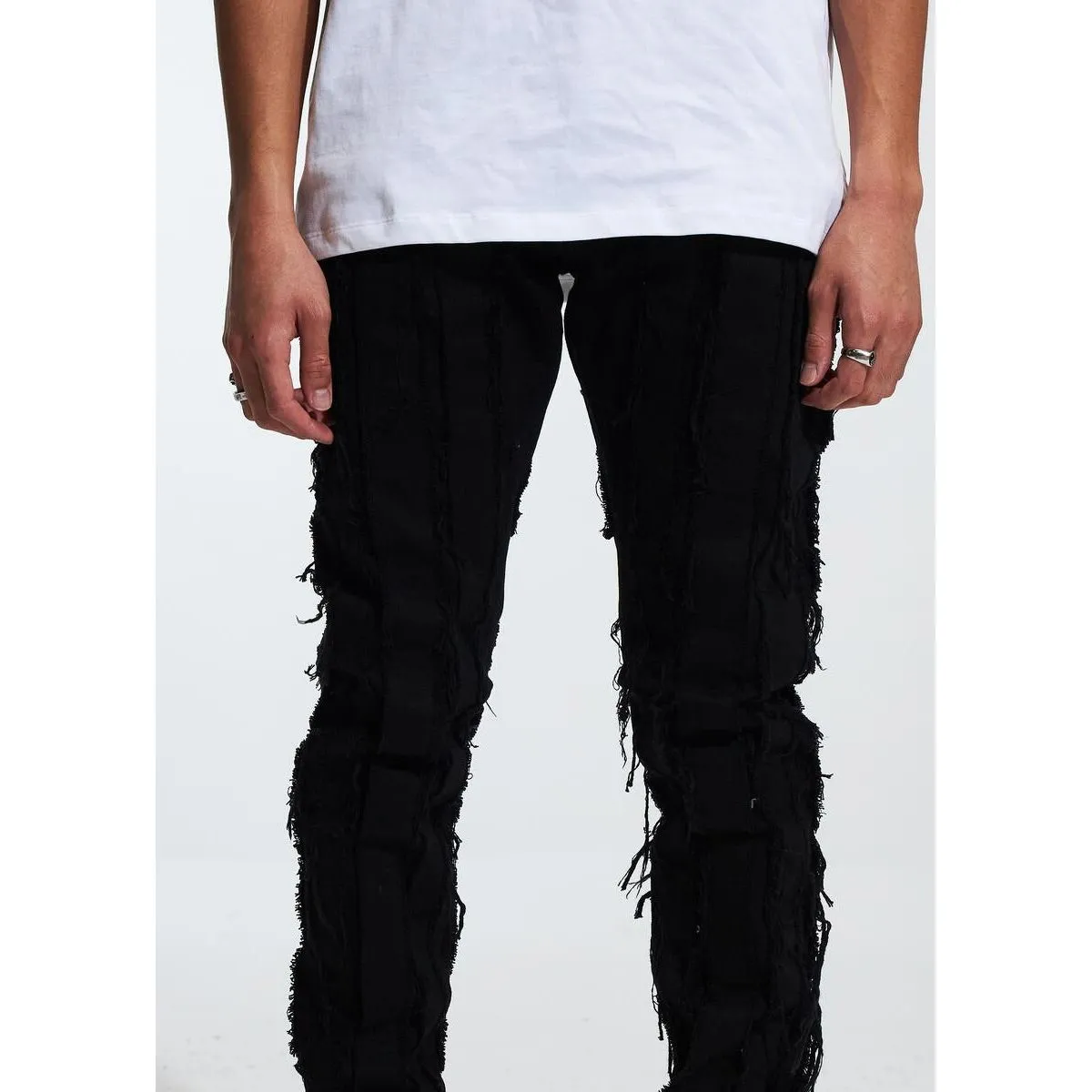 Crysp Denim Thrash Distressed Black Jeans (CRYF222-206)