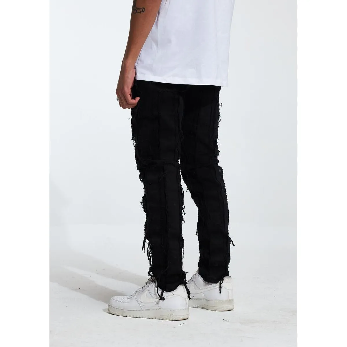 Crysp Denim Thrash Distressed Black Jeans (CRYF222-206)
