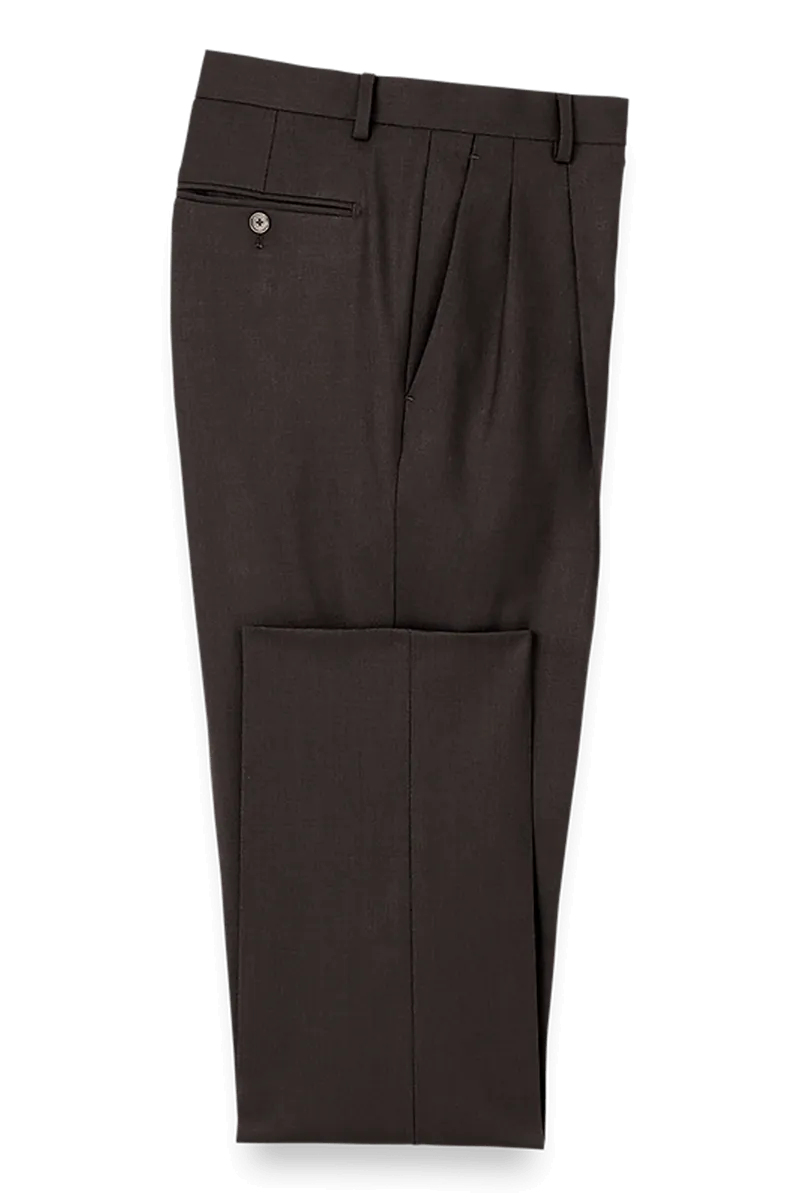 Dark Brown Wool Stretch Single Breasted Peak Lapel Suit