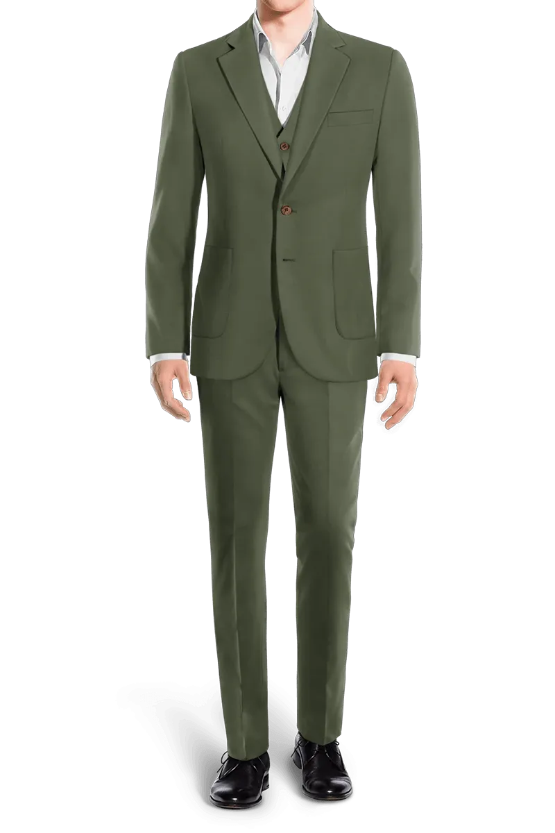 Dark Green Slim fit 3 piece 2-Button Suit