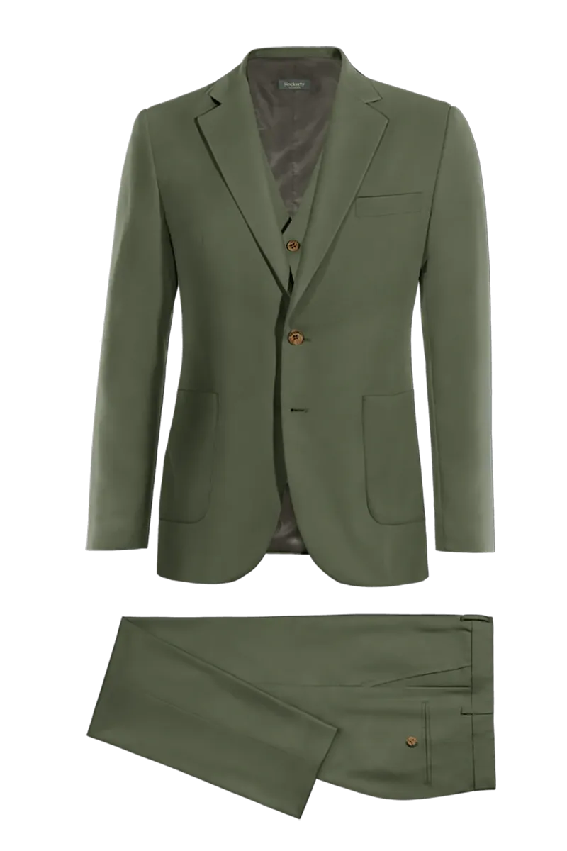 Dark Green Slim fit 3 piece 2-Button Suit