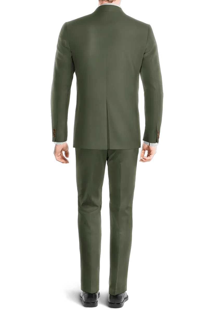 Dark Green Slim fit 3 piece 2-Button Suit