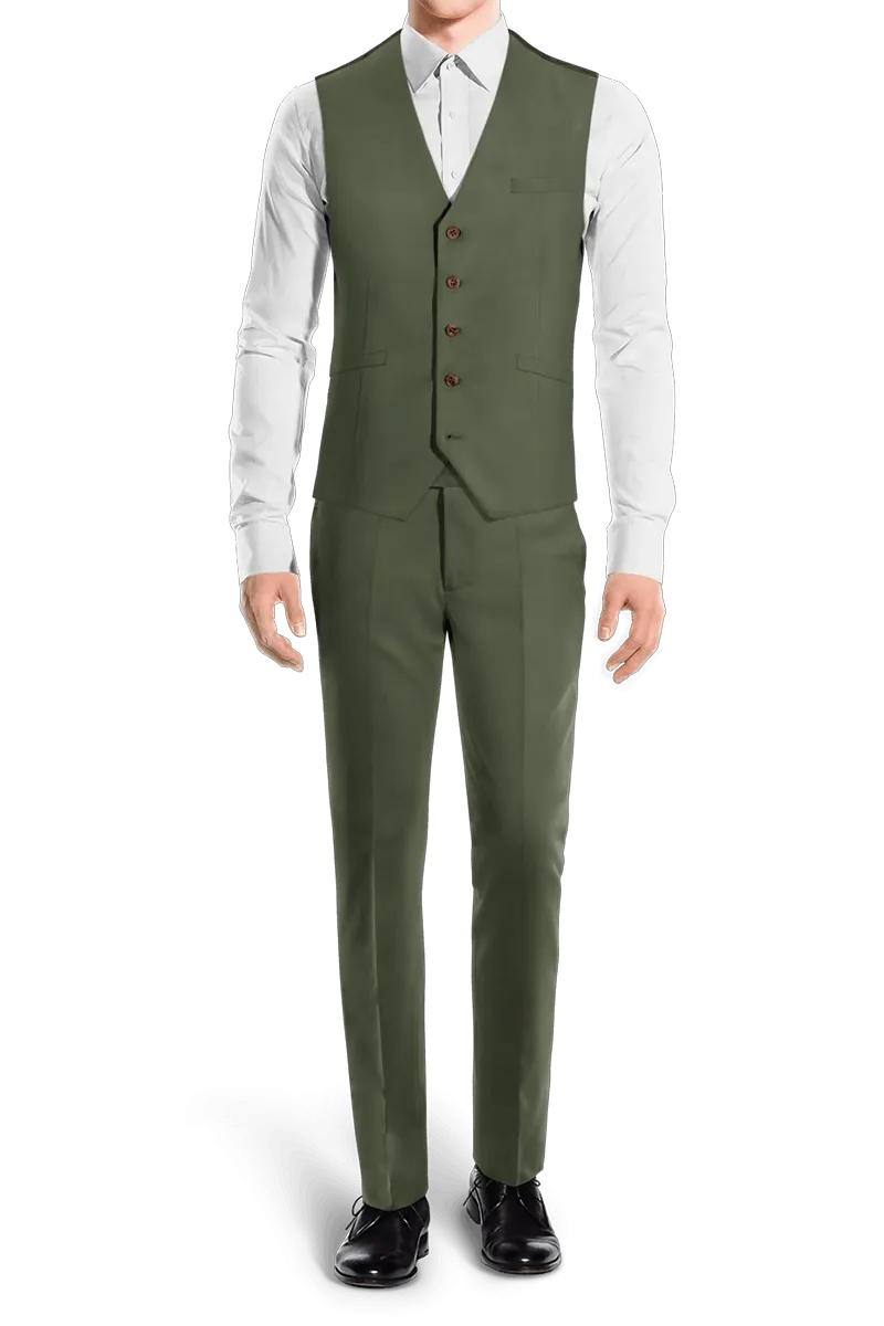 Dark Green Slim fit 3 piece 2-Button Suit