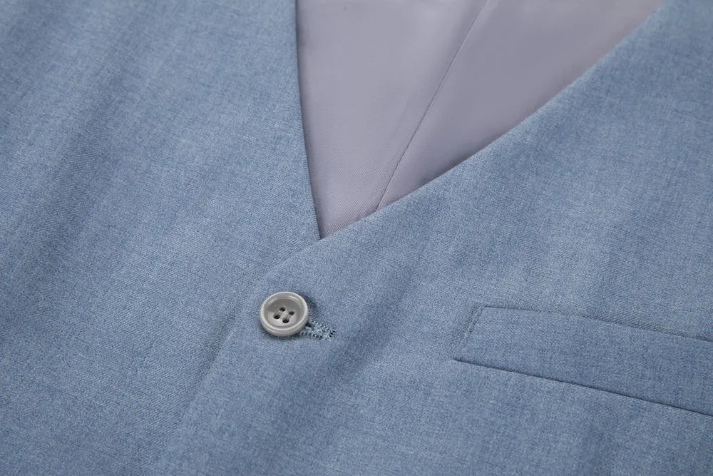 Denim Blue Two Button Wedding 3 Pieces Slim Fit Men Suits