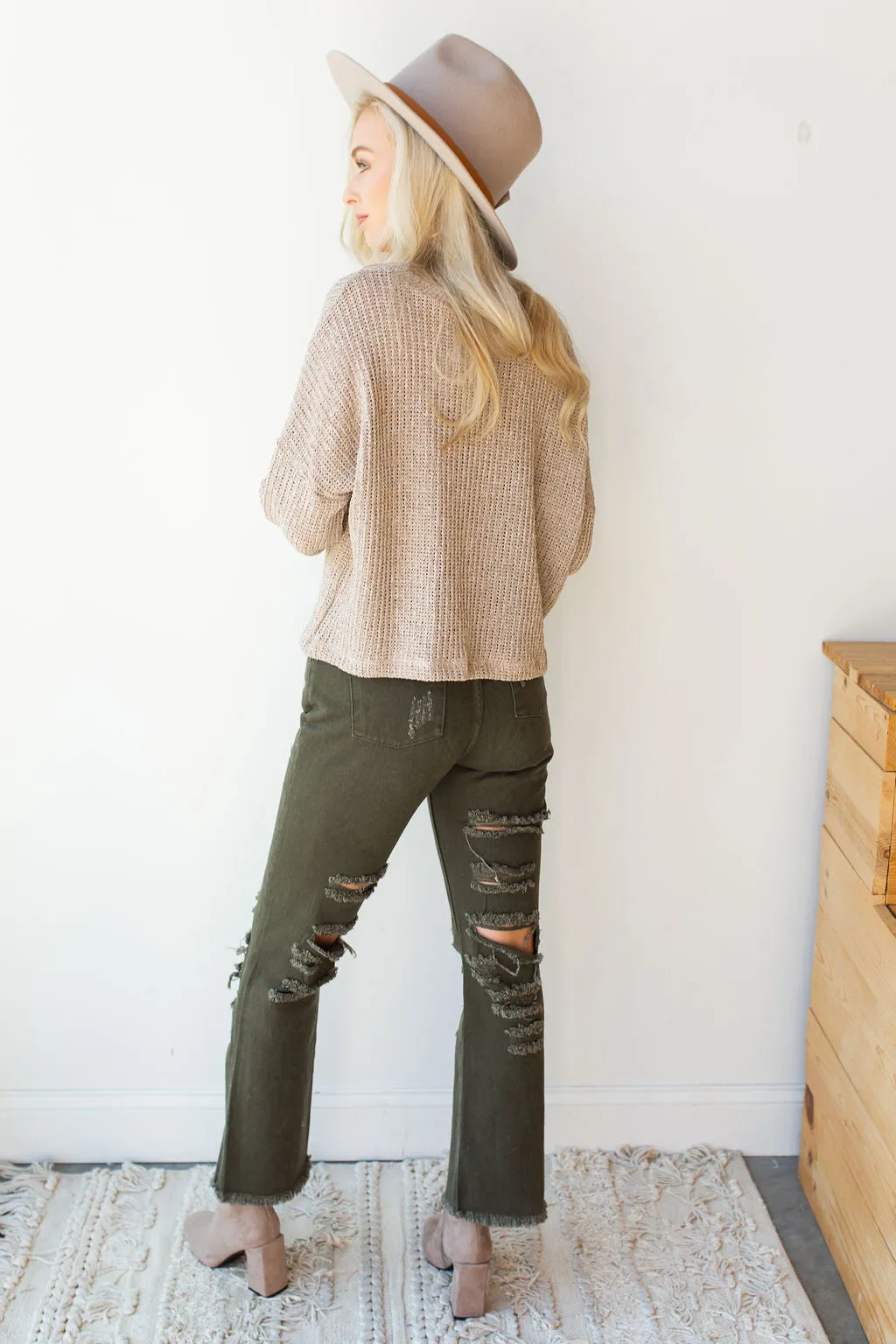 distress woven jeans
