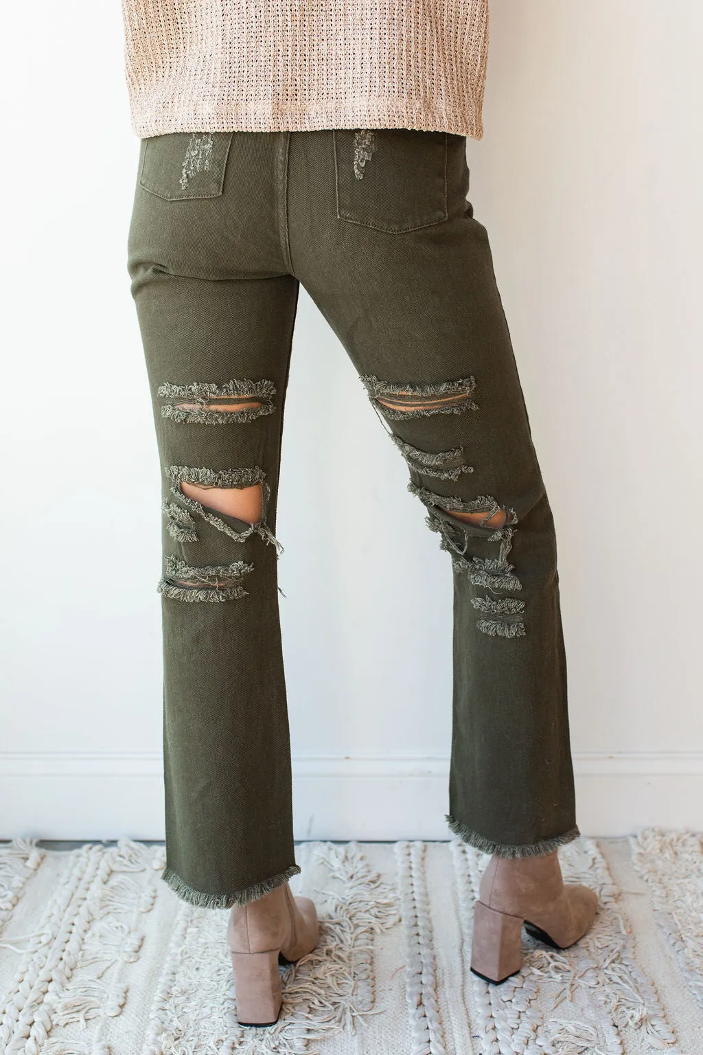 distress woven jeans
