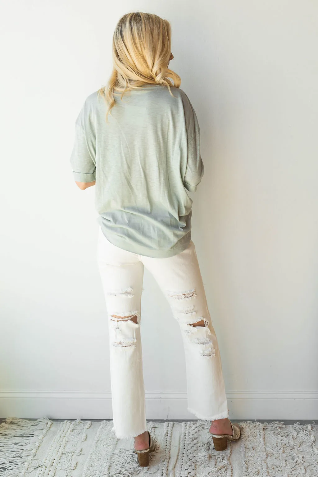 distress woven jeans
