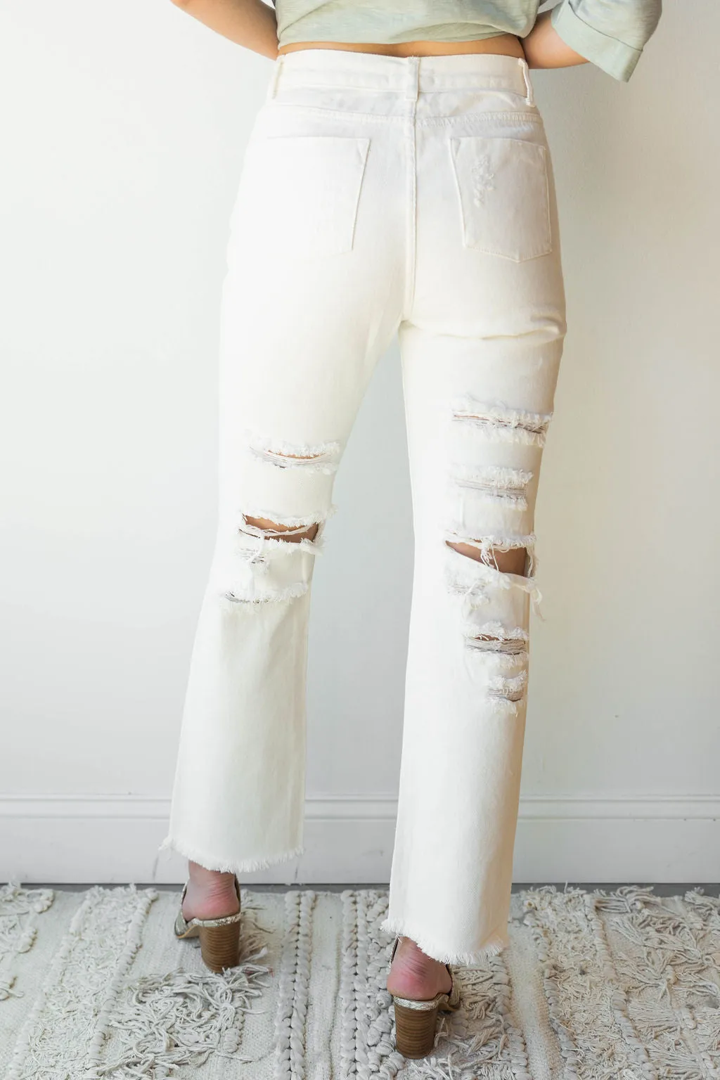 distress woven jeans