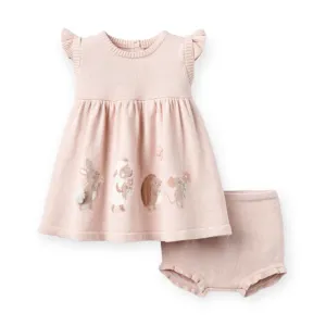 Elegant Baby Knit Flutter Sleeve Dress w/ Bloomer ~ Garden Picnic Bunny