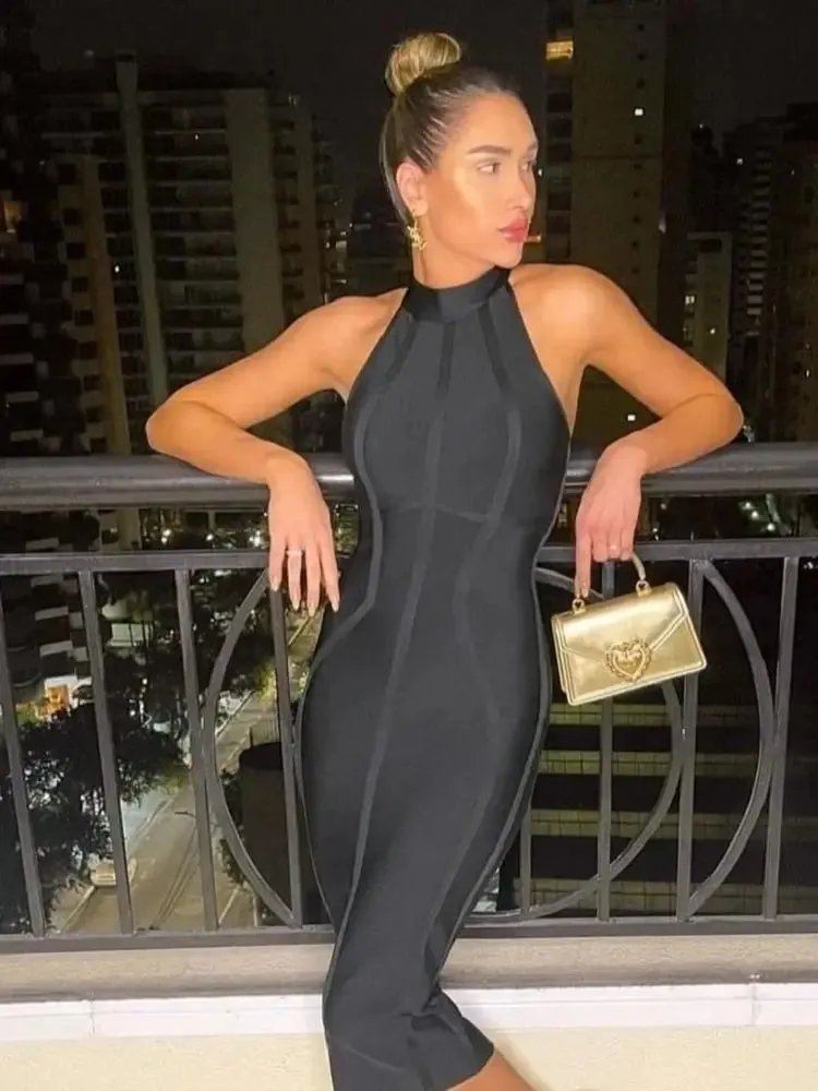Elegant halter neck bodycon Bandage Dress