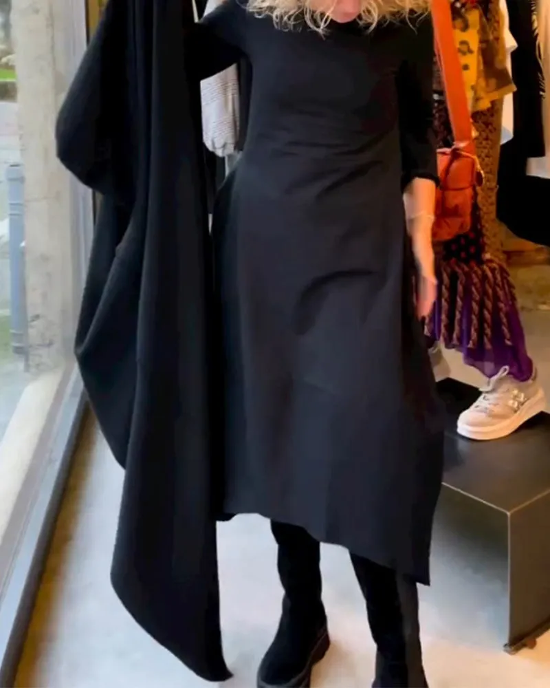 Elegant Solid Color Dress