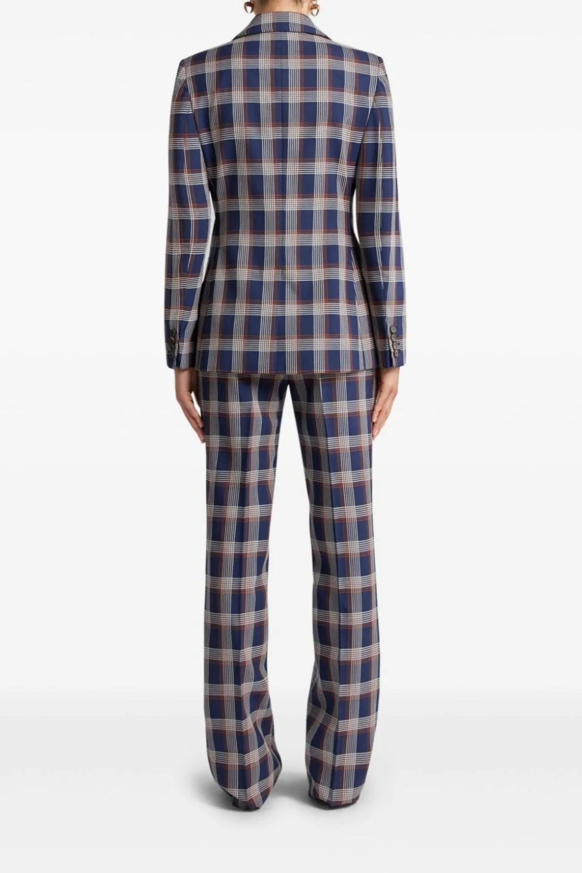 Etro Check Double Breasted Blazer - Navy Blue
