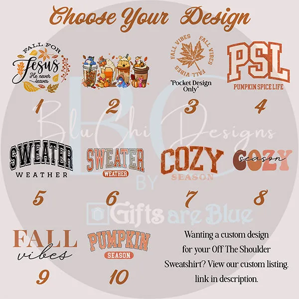 Fall & Autumn Sweatshirts - Off The Shoulder Tops for Womens - Sizes S - 5XL - With Raw Edge Neckline - Several Designs