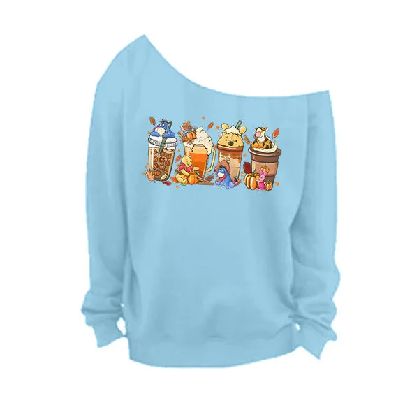 Fall & Autumn Sweatshirts - Off The Shoulder Tops for Womens - Sizes S - 5XL - With Raw Edge Neckline - Several Designs