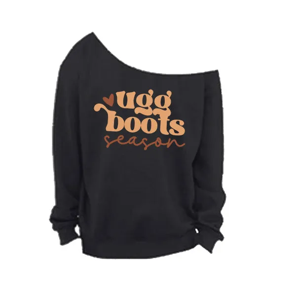 Fall & Autumn Sweatshirts - Off The Shoulder Tops for Womens - Sizes S - 5XL - With Raw Edge Neckline - Several Designs