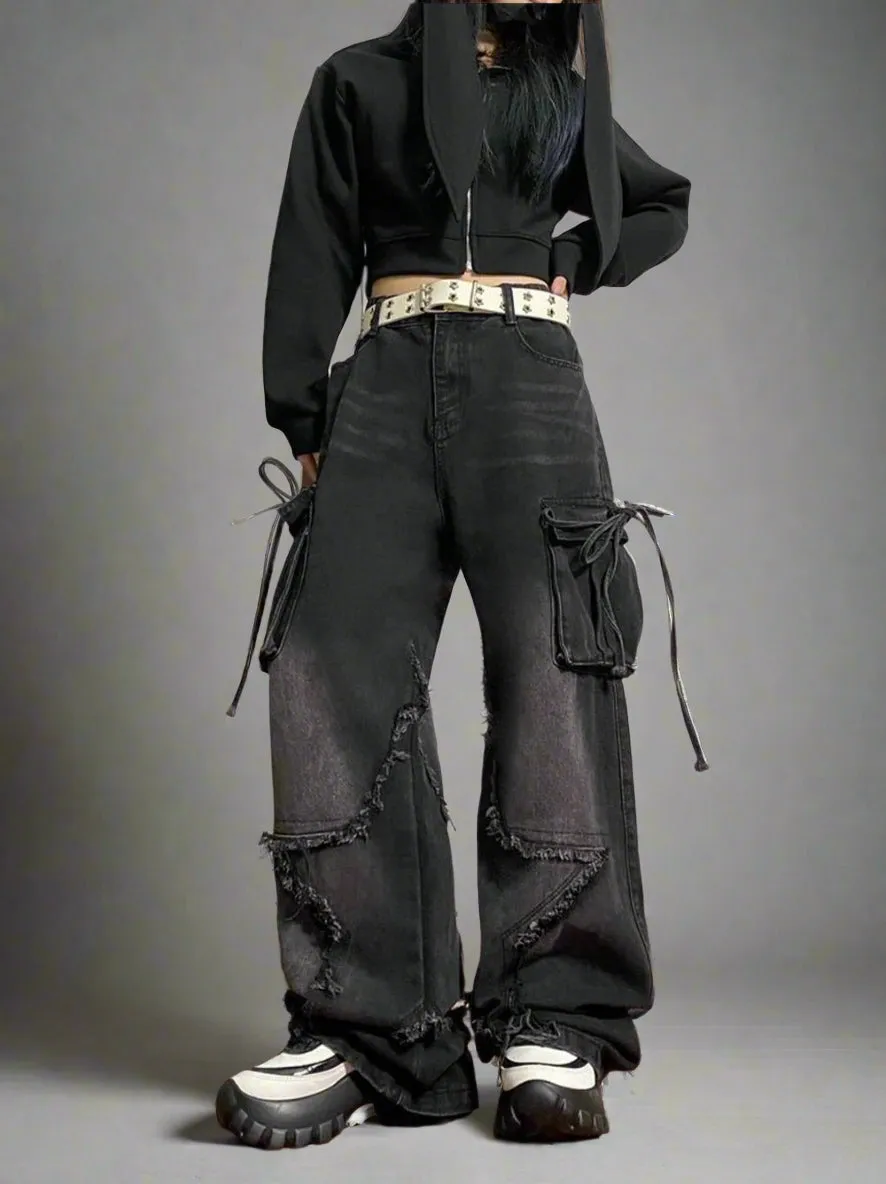 Fall Raw Edge Cargo Jeans