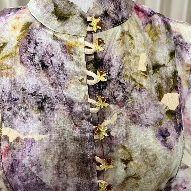 Floral Linen Elegant Dresses