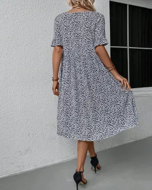 Floral print round neck elegant dress