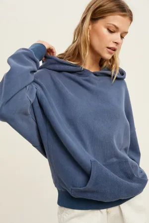 french terry hoodie with kangaroo pocket - blue