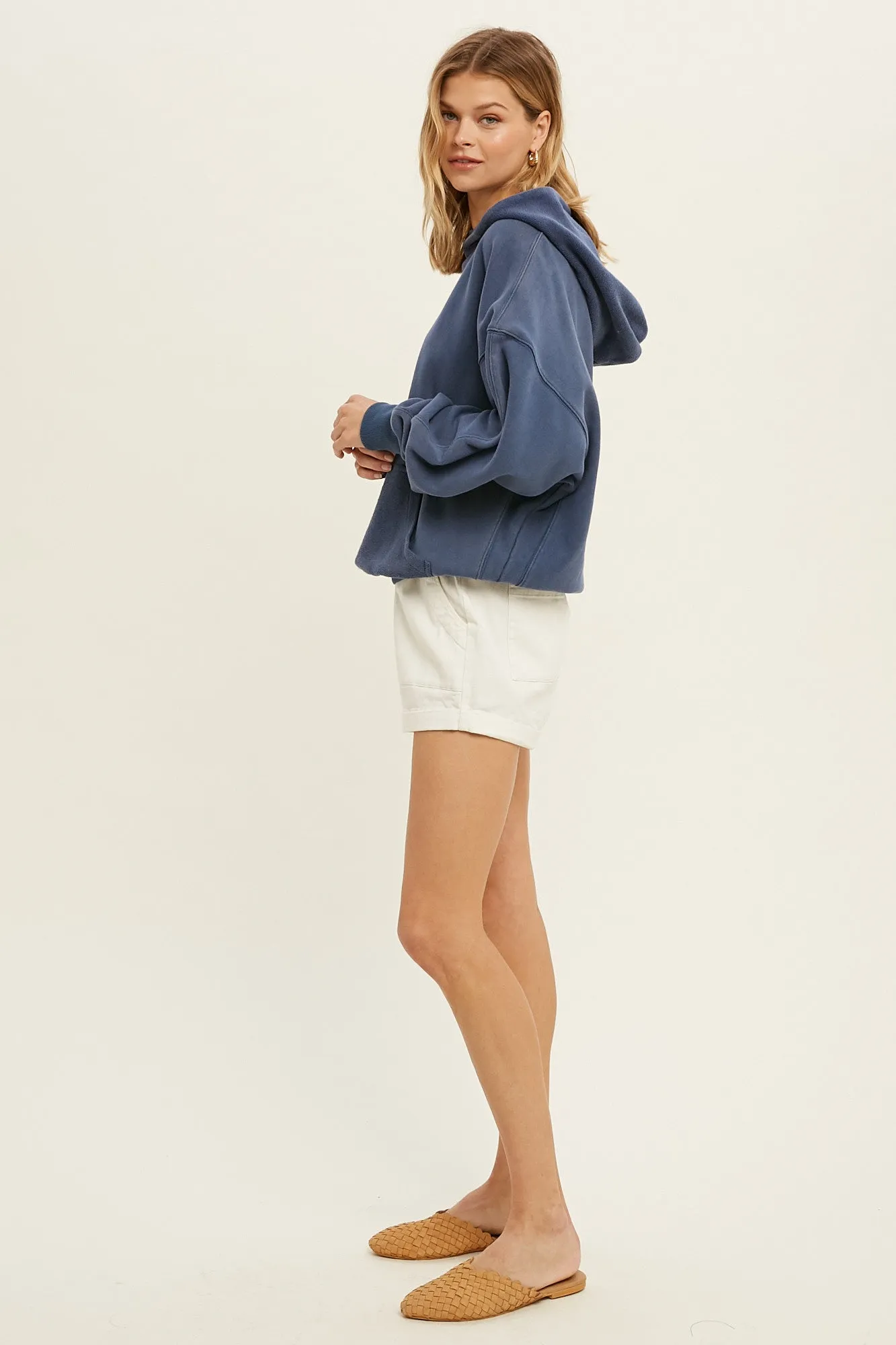 french terry hoodie with kangaroo pocket - blue