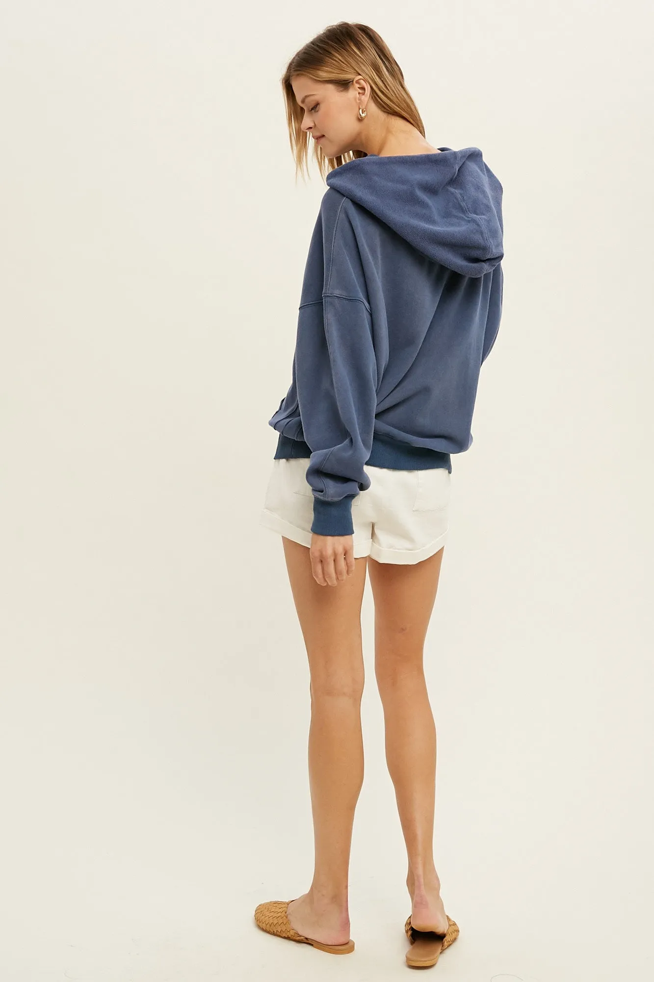 french terry hoodie with kangaroo pocket - blue