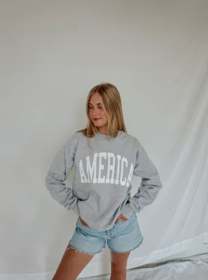 friday   saturday: america collegiate sweatshirt - heather grey
